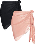 CHICGAL 2 Pieces Women Beach Sarong Bathing Suit Wrap Skirt Sheer Bikini Swimsuit Cover Ups for Swimwear