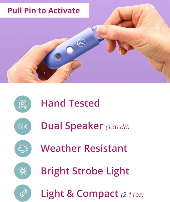 Vantamo Personal Alarm for Self Defense with Low Battery Notice, Strobe Light & Extra Loud 130 dB Double Speakers Safety Keychain Set for Women, Rechargeable Panic Button for Womens Self Defense