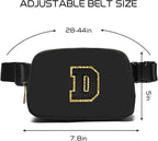 Gitus Belt Bag Fanny Pack Crossbody Bags with Initial Letter Patch Gifts for Wife Older Women Mother Coworker Bridesmaid Anniversary Travel Gifts Beach Gifts (Black-D)