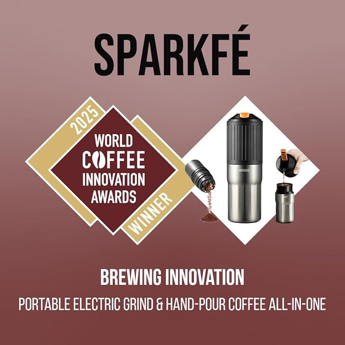 Portable Pour Over Coffee Maker, Rechargeable Electric Grinder with Stainless Steel Conical Burr, Integrated Hand Brew Kit with Stainless Steel Filter Dripper & Travel Mugs, for Camping, Outdoors
