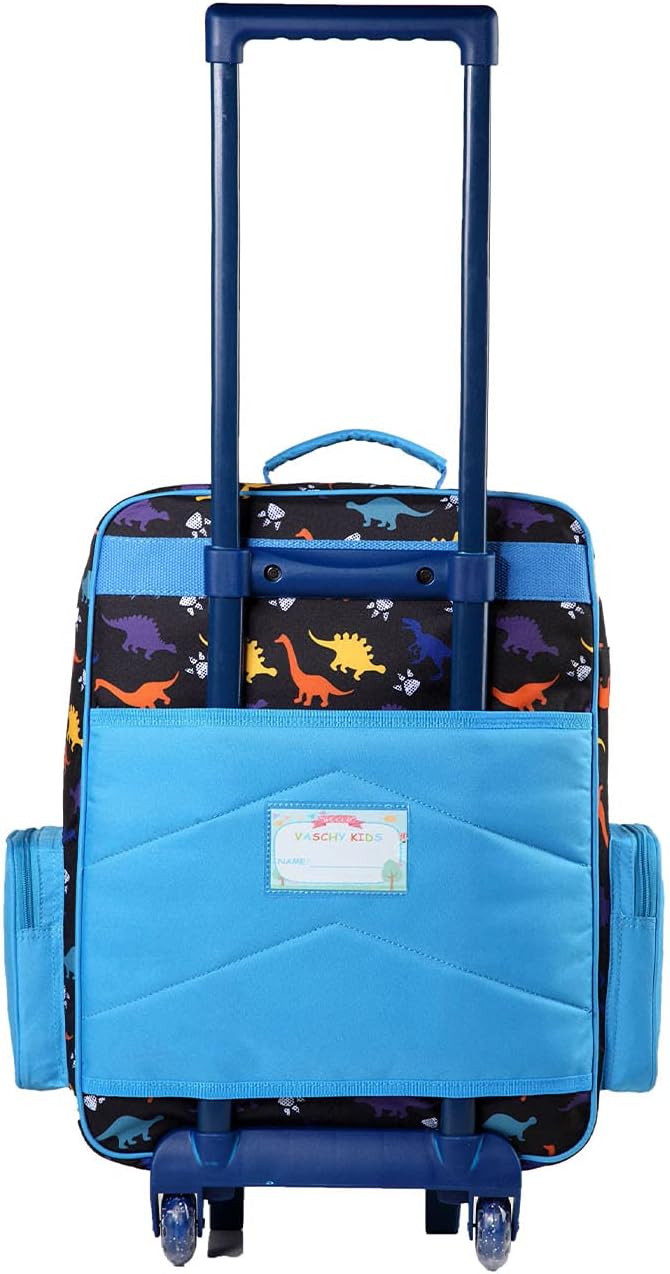 VASCHY Kids Luggage for Boys, Cute Rolling Travel Carry on Suitcase for Toddlers/Children with Wheels 18inch Dinosaur