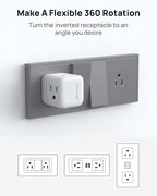 TROND Multi Wall Outlet Extender - Sideways Plug Adapter with 3 Electrical Sockets, 360 Rotating Plug to Turn the Horizontal to Vertical Outlet for Plugging Air Freshener, Cat Calming, Night Light