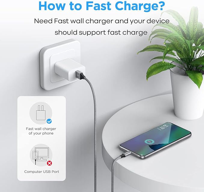 etguuds USB C Cable [20ft/6m], 1-Pack, Long USB-A 2.0 to USB-C Cable, Fast Charging Type C Charger Cord Nylon Braided for Samsung Galaxy Note, LG, Moto, Pixel, Switch, and Other USB C Devices
