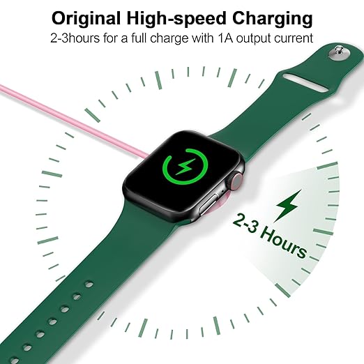𝟐𝟎𝟐𝟔 𝐔𝐩𝐠𝐫𝐚𝐝𝐞𝐝 for Apple Watch Charger Magnetic Fast Charging Cable [Portable] Magnetic Wireless Charging Compatible with iWatch Series Ultra/10/9/8/7/6/SE/5/4/3/2-[3.3FT] Pink