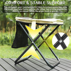 Portable Folding Stools, Heavy Duty Camping Stools with Carry Bag, Polyester, Khaki, 13"x12.2"x10.62", Carbon Steel, 2-Pack, Metal, Square