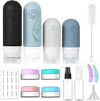 vodvob 16 Pack Travel Bottles Set for Toiletries, TSA Approved Travel Containers Leak Proof Silicone Squeezable Travel Accessories 2oz 3oz for Shampoo Conditioner Lotion Body Wash (BPA Free) (black)
