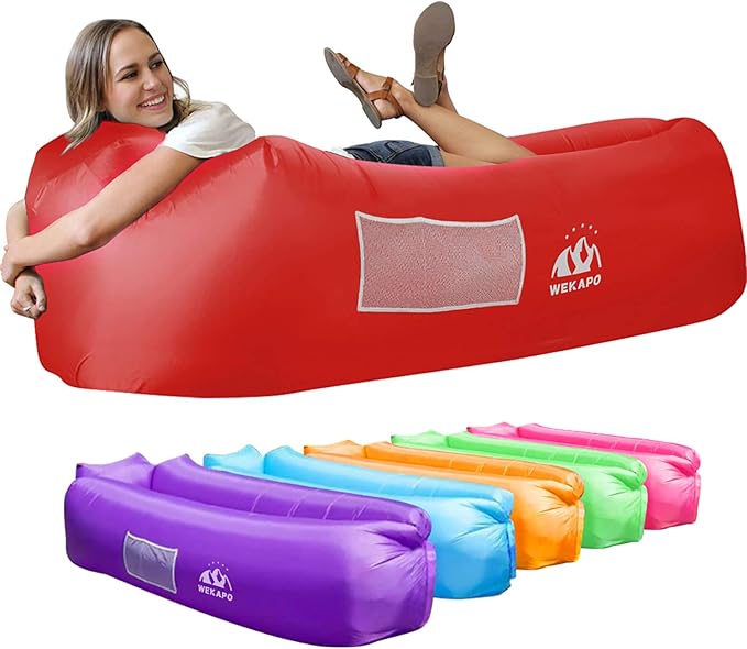 WEKAPO Inflatable Couch Air Lounger Chair - Camping & Beach Accessories, Portable Blow up Sofa for Hiking, Lawn, Indoor/Outdoor Movies & Music Festivals. Lightweight and Easy to Set Up Air Hammock