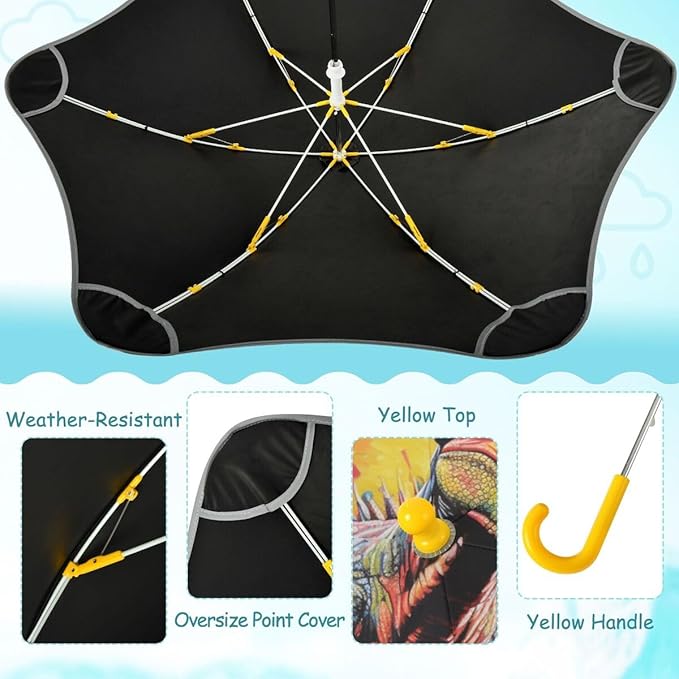 ALAZA Kids Umbrella Stick Umbrellas Cute Umbrella for Boys Girls Toddler UV/Sun Rain Windproof