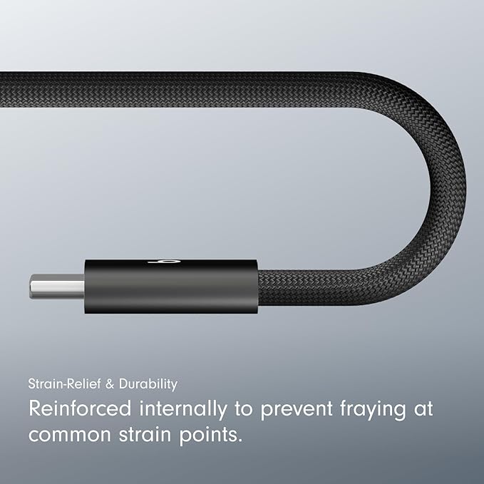 Beats 240W USB-C to USB-C Braided Cable, Fast Charging, Durable/Tangle Free, Compatible with Apple and Android Devices (3 m/10 ft) – Bolt Black