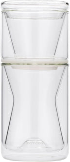 Normcore Pour Over Coffee Maker 2.0 (320ml / 10.8oz) – Double Wall Borosilicate Glass Coffee Dripper, Portable with EVA Case, Fits 185 Wave Filter, Manual Pour Over Coffee Brewer, Clear