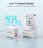 [2-Pack] 40W USB C Charger Cube, Wall Plug Fast Charging Block, 4-Port PD+QC Power Adapter Multiport Brick Type C Box for iPhone 17/16/15/14/13/12/11/Pro Max/XS/XR/8/7, Tablets, Samsung