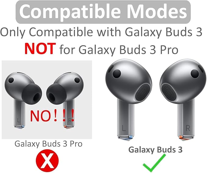 4 Pairs Galaxy Buds3 Ear Hook Cover Grip Tip Anti Slip Wing Accessories Compatible with Samsung Galaxy Buds 3, Black 804b4