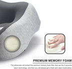 napfun Neck Pillow for Travel with Travel Pouch, Sleep Mask & Earplugs, Memory Foam Airplane Pillow for Headrest Sleep with Eyeshades, Plane Essentials with Eye Blindfold, Light Gray Kit