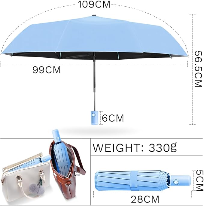 YINBAOGE Compact Travel Umbrella, Automatic Folding Windproof 8 Ribs, Lightweight Small Portable Parasol for Rain & Sun with UV Protection, Fits Car, Backpack, Purse, Men & Women