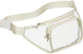 Veckle Clear Fanny Pack Stadium Approved - Adjustable 33-47 Inch Strap, Transparent Belt Bag for Women Men Fits 7.5-inch Smartphone, Waist Bag Clear Bag for Sport Events, Concerts, Cream White