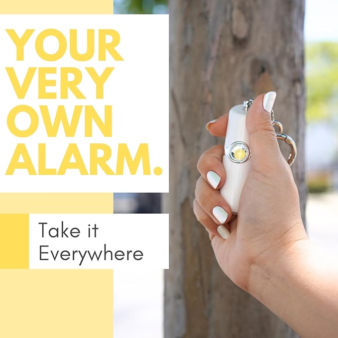 Securityman Personal Alarms for Women | Loudest Safety Alarm Keychain (130dB Siren and SOS Strobe Light) Everyday Personal Safety Devices for Women - White