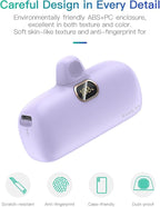 Kuulaa Portable Charger USB C with Built-in USB-C Plug, 5000mAh PD20W Fast Charging Power Bank, LCD Digital Display Battery Pack for iPhone 15/16/17,Samsung S22/S23 & Android (Purple)
