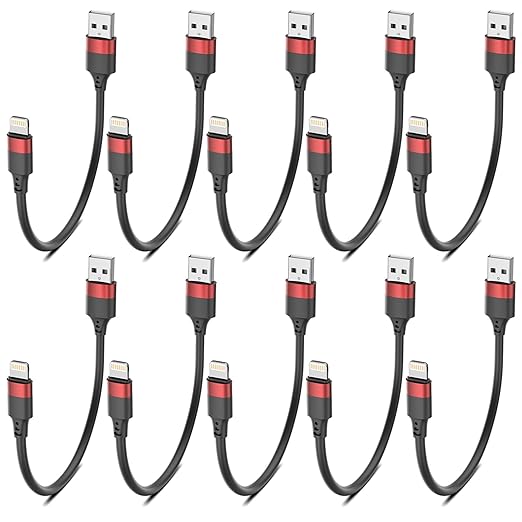 Bkduice 6 inch Short Lightning Cable Bulk 10Pack, [MFi Certified] Multipack 0.5ft iPhone Charge Cable, Short USB to Lightning Cord for Charging Stations, iPhone 14 13 12 11 Pro Max 8 7 6 iPod iPad