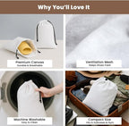 LFH Cotton Rich Shoe Storage Bags with Drawstring, Dustproof Breathable Reusable Organizer, Perfect For Travel, Dorm, Hotel, College, Gym, Easy to Carry, Machine Washable 8"x17" (Pack of 2) - White