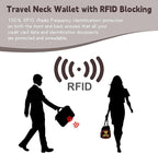 Likesing 5.5" L x 7.9" W Travel Neck Wallet, RFID Blocking Passport Holder, Security Lightweight Passport Travel Wallet, Neck Pouch Gifts for Women Men(Black)