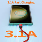 USB Type C Cable,USB A to USB C 3A Fast Charging (3.3ft 2-Pack) Braided Charge Cord Compatible with iPhone 15 16 Pro Max,Samsung Galaxy S20 S10 S9 S8,Note 9 8,A11 A20 A51,LG V30 V35,Moto Z2 Z3 (Red)