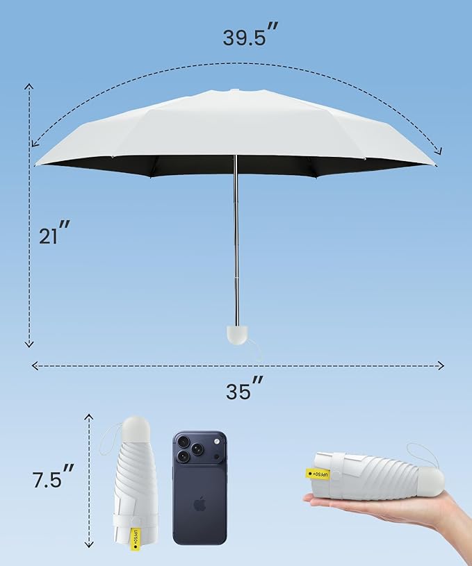 LMUGOOS 3 Pack Travel Mini Umbrella Small Compact, Portable Umbrella with UV Protection UPF 50+, Rainproof & Sunproof Folding Umbrella, Backpack & Pocket-Friendly