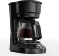 WAA 5 Cup Programmable Drip Coffee Maker, Portable Coffee Machine with Glass Pot, Includes Hot Plate and Reusable Filter, Auto Shut-Off and Delay Brew, 25oz Water Tank, Black