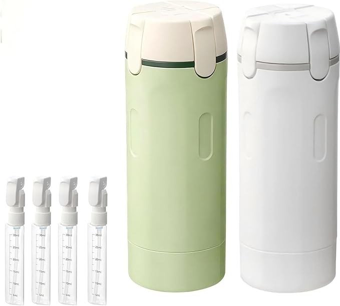 2026 New 4 in 1 Travel Dispenser Bottle, Refillable Leak Proof Travel Bottles for Toiletries, Portable Travel Containers Cream Transparent with Scale and Label for Shampoo Lotion Conditioner (#2 Sets)