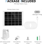 4 Pack 8W Camera Solar Panel Charger Cable Compatible with Eufycam SoloCam 3/3C s300/2,2 Pro, 2C, 2C Pro,c210,s330,s340,e340, E,Eufy E20, E40/L20/L40/S40/4G Security Camera Micro USB & USB Type C