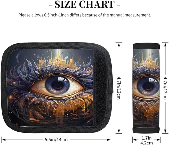 Abstract Colorful Devil Eye 2 Pack Luggage Handle Wrap Set of Neoprene Luggage Tags for Suitcases Bag Strap Wrap Cover Travel Airplane Accessories Covers Markers Sleeve Grips Identifiers Cruise