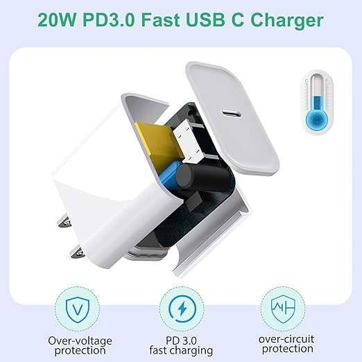 iPhone 16 15 Charger Fast Charging,3Pack 20W Fast Charging USB C Charger with 10Foot Long Type C to C Cable Cord TypeC Block Brick for iPhone 17/16e/16/16Pro/16 Plus/16 ProMax/15 Pro,iPad Air/Pro/Mini