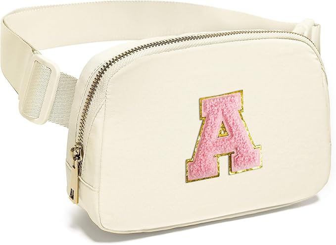 Gitus Personalized Gifts Birthday Gifts for Girls Fanny Pack Cross Body Bags with Initial Letter Preppy Stuff Gifts for Her Girlfriend Wife Sister Friends Mom (Ivory-A)