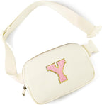 Gitus Personalized Gifts Birthday Gifts for Girls Fanny Pack Cross Body Bags with Initial Letter Preppy Stuff Gifts for Her Girlfriend Wife Sister Friends Mom (Ivory-Y)
