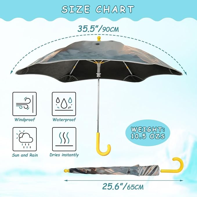 ALAZA Kids Umbrella Stick Umbrellas Cute Umbrella for Boys Girls Toddler UV/Sun Rain Windproof
