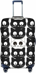 Travel Luggage Cover Suitcase Protector, Black White Cats Washable Elastic Stretch Double-sided Anti-scratch Baggage Cover Protector with Concealed Zipper for Wheeled Suitcase Fits 18-21 Inch Luggage