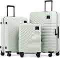 Coolife Luggage 3 Piece Set Hardside Lightweight Suitcases: Upgraded Durable PC Travel Luggage with Dual Spinner Wheels & TSA Lock, 20/24/28 (20'' Expandable Only), Light Green