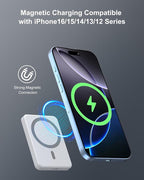 5000mAh Magnetic Portable Charger, Ultra Slim Magnetic Power Bank with USB-C Cable Compatible with iPhone 17/16/15/14/13/12 Series