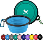 Collapsible Dog Bowls for Travel, 2-Pack Dog Portable Water Bowl for Dogs Cats Pet Foldable Feeding Watering Dish for Traveling Camping with Carabiners, BPA Free (Green&Blue, Medium (Pack of 2))