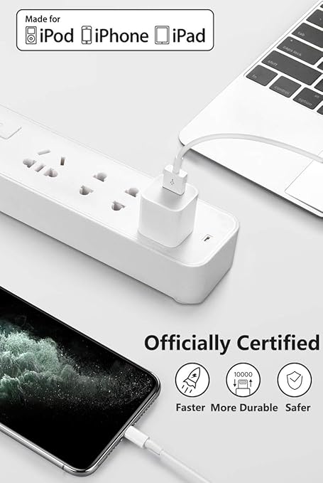 4Pack Original Apple MFi Certified Charger Lightning to USB Charging Cable Cord Compatible iPhone 14/13/12/11 Pro/11/XS MAX/XR/8/7/6s Plus,iPad Pro/Air/Mini,iPod Touch (6ft)