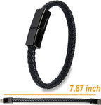 SEANADO Leather Bracelet Charger USB Charging Cable Braided Cords USB Portable Travel Charger for Mens Womens Compatible with iPhone 11 XS MAX Android Samsung (Type-c for Android, S(7'87''))