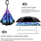 MRTLLOA 40/49/56 Inch Oversize Windproof Inverted Reverse Upside Down Umbrella, Golf Size Rain Umbrella, Double Layer, C-Shaped Handle for Men, Women and Kids