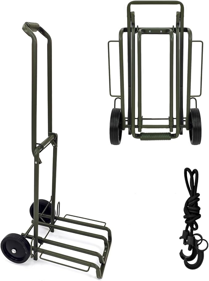 Folding Hand Truck Dolly Lightweight Aluminum Luggage Cart - 220lbs Capacity with Elastic Bungee Cord for Travel & Shopping