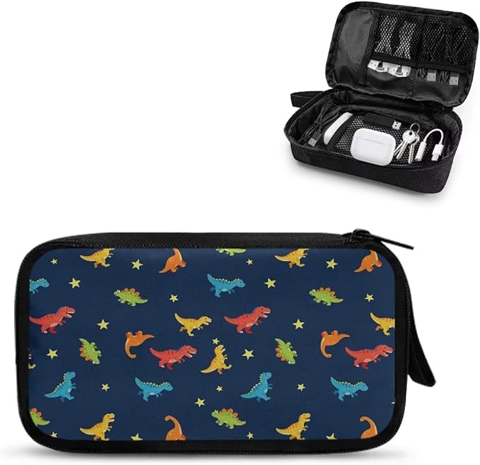 Dinosaurs Travel Cord Organizer Case Electronics Organizer Travel Case Portable Storage Bag fits Power Bank Phone Tech Accessory Cable Cord Charger Phone Earphone