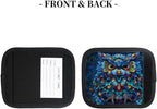 Abstract Colorful Owl 2 Pack Luggage Handle Wrap Set of Neoprene Luggage Tags for Suitcases Bag Strap Wrap Cover Travel Airplane Accessories Covers Markers Sleeve Grips Identifiers Cruise