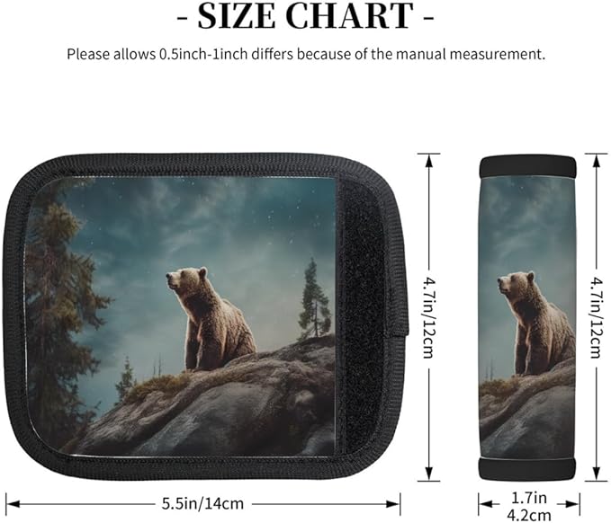 Animal Bear Tree 2 Pack Luggage Handle Wrap Set of Neoprene Luggage Tags for Suitcases Bag Strap Wrap Cover Travel Airplane Accessories Covers Markers Sleeve Grips Identifiers Cruise