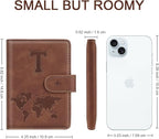 Initial Letter T Passport Cover Personalized RFID Blocking Passport Wallet for Adults, Travel Passport Book Holders for Women and Men, 4 Card Slots, Magnetic Closure