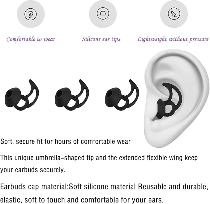 Small Earbud Replacement Tips Silicone Earbud Tips Eartips Compatible with Bose Quietcomfort and Sport Headphone Ear Tips Ear Bud Covers 3 Pairs