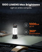 ETENWOLF 2-in-1 Lantern and Flashlight,6 Modes 1000LM Rechargeable Camping Light,5000mAh Super Bright Flashlight with UV,Waterproof Portable Tent Light for Camping,Emergency Light,Power Outage