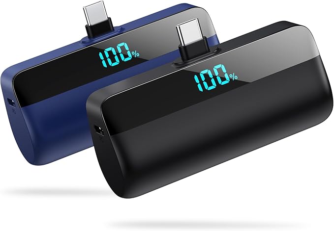 [2-Pack]Mini Portable Charger for iPhone 17/16/15,Upgraded 5500mAh PD Fast Charging USB C Power Bank,Travel Essentials Battery Pack for iPhone 17/17 Pro Max /Air/16/15 Series Galaxy Android-Black+Blue