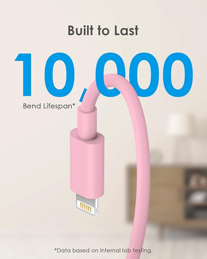 AISNI Fast Charger Block for iPhone 14 13 Fast Charging with 10 Foot Fast Charging Cable,MFi-Certified, 20W PD USB C i-Phone Charger 10 ft Compatible with iP14 Plus/14/13/12/11 Pro Max (2-Pack Pink)